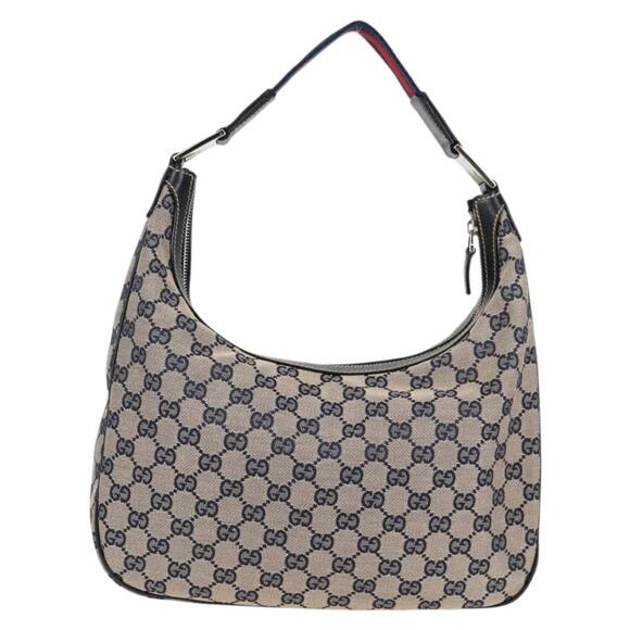 GUCCI GG Canvas Sherry Line Shoulder Bag Navy Beige Red - Picture 2 of 16